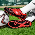 Rot-schwarze Fußballschuhe für Jugendliche mit AG-Stollen für den Kunstrasenplatz - 35 / Stollen-Stil (26029) / Schwarz Rot