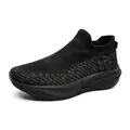 Breathable all-black flyknit slip-on sock sneakers for high-performance running and fitness - 36 / All Black