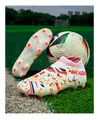 Professional flyknit football shoes with colorful patterns and firm ground orange spikes. - 35 / White Orange Red Long Spikes
