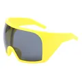 Übergroße gelbe Sport-Sonnenbrille mit grauen Gläsern und UV-Schutz für den Außenbereich - Gelber Rahmen Graue Gläser (658)