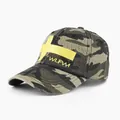 Camouflage-Baseballkappe mit gelbem Stickkreuz und WLFW-Schriftzug für Streetwear - Verstellbar / Armeegrün Camouflage