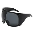 Übergroße, umschließende Outdoor-Sport-Sonnenbrille in elegantem Schwarz mit UV-Schutz - Schwarzer Rahmen Graue Gläser (658)
