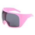 Moderne übergroße rosa Shield-Sonnenbrille mit dunklen Gläsern für Mode und Outdoor-Sport - Rosa Rahmen Graue Gläser (658)