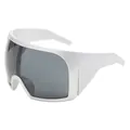 Futuristische Oversize-Sport-Sonnenbrille mit silbernem Rahmen und dunkelgrauem Glas. - Silberner Rahmen Graue Gläser (658)
