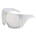Futuristische übergroße silberne Sportsonnenbrille mit verspiegelten Gläsern. - Silberner Rahmen Verspiegelte Gläser (658)