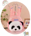Süßer rosa Panda Plüschrucksack für Kleinkinder mit weichem Fell und reflektierenden Streifen - 25cm / Rosa
