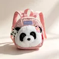 Niedlicher rosa Plüsch-Panda-Rucksack für Kindergartenkinder und Kleinkinder Schultasche - 25cm / Stern Rosa
