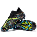 Macro view of professional soccer cleats with colorful patterns and a studded sole - 35 / TF Turf / Black/Yellow Turf