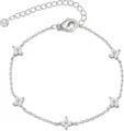 Bracelet minimaliste en argent plaqué or 18 carats avec cinq étoiles en zircon étincelant - Bracelet trèfle / Argent