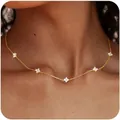 Collier étoile élégant en plaqué or 18 carats avec zircons pour femme - Collier trèfle / Or