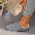 Gray fleece-lined clogs for winter with thick warm soles and slip-on design. - 36 / Light Gray