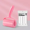 Ergonomic pink lint roller set with handle cover and 3 refill rolls, 180 peels in total - Pink Handle with Lid + 3 Rolls / 180 Sheets