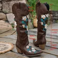 Detailed size measurements for these embroidered V-neck tall western cowboy boots. - 36 / Coffee