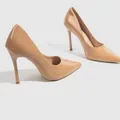 Elegant nude patent leather pointed toe high heel stiletto pumps for women's fashion - 34 / C7 Style / 6cm Heel / Apricot