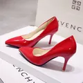 Elegant red patent leather pointed-toe stiletto high heels for women's wedding or work - 34 / 7CM Heel / Red Red Bottom