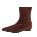 Brown suede pointed-toe ankle boots for women with hidden wedge and soft sole design - 35 / Pointed Toe Stretch Ankle Boots / Brown
