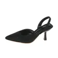 Elegant black rhinestone pointed toe slingback high heel sandals for women's fashion - 35 / Black