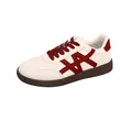Baskets à plateforme blanches pour femmes avec des touches rouges et lacets élégants - 36 / Blanc Rouge