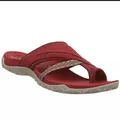 Red women's comfort flip-flop sandals featuring stylish braided straps and arch support - 35 / Red