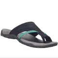Detailed view of women's comfortable thong sandals with criss-cross pattern straps - 35 / Blue