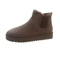 Women's warm brown winter snow boots featuring soft faux fur lining and thick non-slip sole - 36 / Khaki