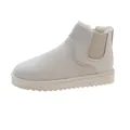 Women's warm beige snow boots with thick plush lining and elastic side panels for winter - 36 / Off White
