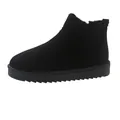 Classic women's warm black snow boots with soft fur lining and thick rubber sole - Black