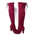 Elegante bordeauxrode overknee laarzen van imitatie suède met hoge hakken - 35 / Bordeauxrood
