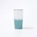 Close-up of a 20oz white and teal gradient stainless steel vacuum insulated tumbler cup - 20oz / White Green