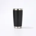 Matte black 20oz insulated stainless steel tumbler showing a clean side view with lid. - 20oz / Black