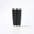 Sleek black 20oz vacuum insulated stainless steel travel tumbler with a clear lid - 20oz / Black