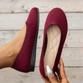 Stylish burgundy knitted flat shoes for women featuring soft breathable non-slip soles. - Burgundy