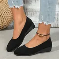 Elegant and comfortable women's black suede wedge pumps for spring casual outdoor wear - 36 / Plain Black