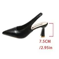 Eleganti décolleté nere a punta con cinturino e tacco a spillo da 7,5 cm da donna - 35 / Nero