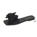 Elegant black flat slide sandals for women featuring a large bow and 1cm slim sole - 35 / Black