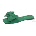Green flat slide sandals for women with elegant oversized bow detail and flat heel - Green