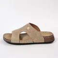 Sandali con zeppa comodi da donna con tomaia traforata e suola effetto sughero - Beige