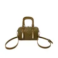 Klassische olivgrüne gewebte Boston-Handtasche mit zwei Griffen und langem Schultergurt - 1 Stück / Grün