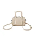 Elegante cremefarbene gewebte Boston-Handtasche mit Griffen und verstellbarem Schultergurt - 1 Stück / Gebrochenes Weiß