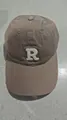 Casual brown cotton baseball cap featuring an embroidered white letter R logo detail - Adjustable / Deep Beige