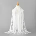 Eleganter weißer Spitzen-Langschal mit Blumenmuster und Fransen - Weiß (VE208)