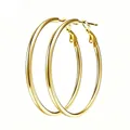 Elegant large gold hoop earrings crafted in polished stainless steel for women - 2x30mm / Gold