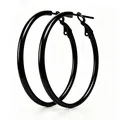 Large stainless steel hoop earrings in glossy black finish for a minimalist style. - 2x30mm / Black