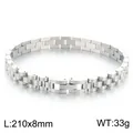 Silver stainless steel watch band link bracelet, 210mm length - Silver