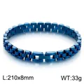 Stylish blue stainless steel watch band style link bracelet for men and women jewelry - Blue