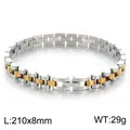 Two-tone silver and gold stainless steel watch band link bracelet, size 210mm x 8mm - Gold & Silver