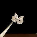 Elegant silver zircon butterfly open ring featuring marquise cut stones for women - Silver-White