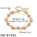 Detailliertes Herz-Armband aus vergoldetem Edelstahl mit rosa Zirkonia Spezifikationen - Herz Rosa Strass Armband (NB-B1492) / Rosa