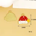 Detaillierte Nahaufnahme von rotem Weihnachtsmützen-Emaille-Anhänger, 17,5mm x 20mm - Weihnachtsmütze