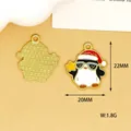Weihnachts-Pinguin-Emaille-Anhänger für DIY-Schmuck, Maße 22x20mm und Gewicht 1,8g - Weihnachtspinguin
